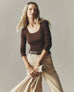 Women's Luxe Rib Square Neck Long Sleeve - Chicory Coffee
